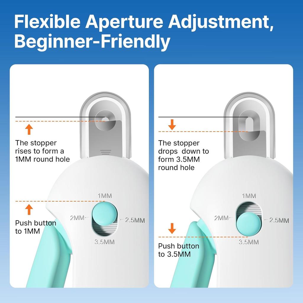 Cat Nail Clipper with Adjustable 3-Size Trimming Hole & Hidden Nail File | Safe Toenail Trimmer for Kittens & Indoor Cats | Anti-Splash Claw Cutter