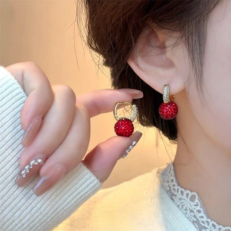 Unique Designed Full Rhinestone Ball Earrings For Women Fashion Sparkling Ears Accessories Jewelry Girls Gifts Party Casual Wear