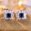 Cute Female Blue White Stone Clip Earrings Charm Silver Color White Zircon Stone Wedding Jewelry For Women