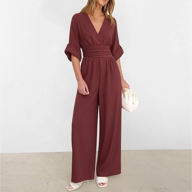 2026 spring new women's clothing, cross-border foreign trade Europe and the United States, one-word collar temperament printed casual wide-leg pants