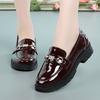 Women's Mary Jane Platform Shoes Round  Head Spring New Metal Chain Casual Soft Patent Leather Slip On Loafers