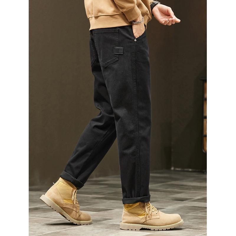 Plus Size Autumn Style Jeans Long Pants Men Elastic Loose Vintage High Waist Basic Casual Fashion Black Harem Men Trousers