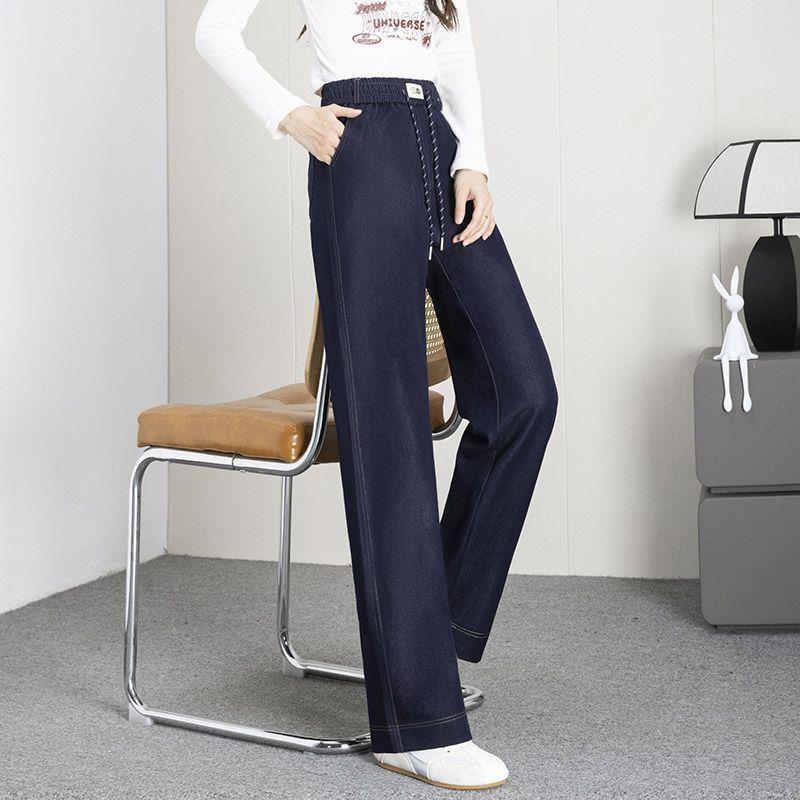 

2026 Women s Trendy High-Waisted Denim Blue Wide-Leg Jeans - Spring/Autumn Loose Straight-Leg Style. Size 28 (95-105 lbs)