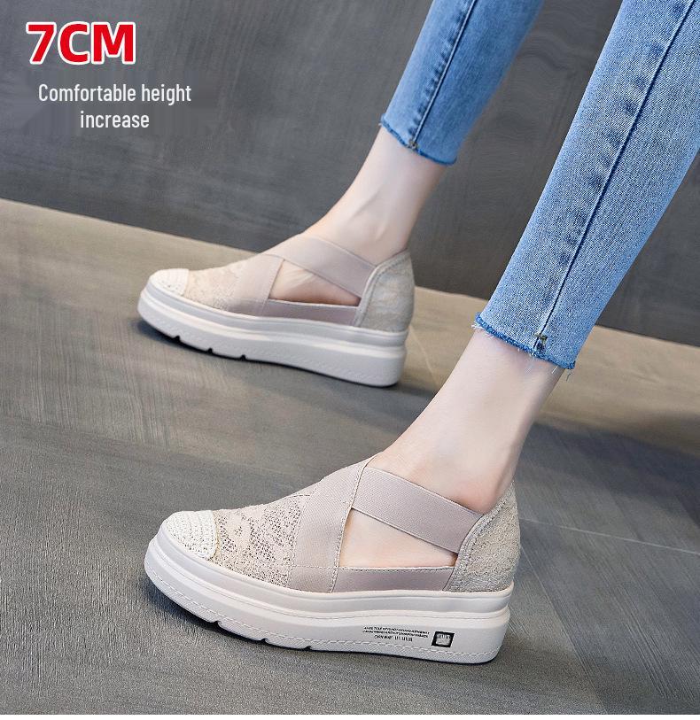 2024 Léto Skrytý podpatek Klínek Platforma Dámské Ležérní Nízké Top Prolamované Sandály