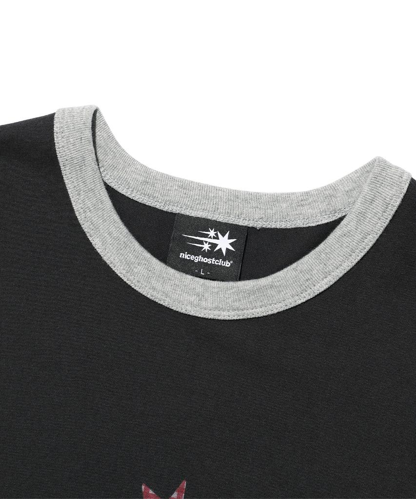 NICEGHOSTCLUB Check 3Star Basic Ringer Tee_Charcoal(Ng2Gmut537A)