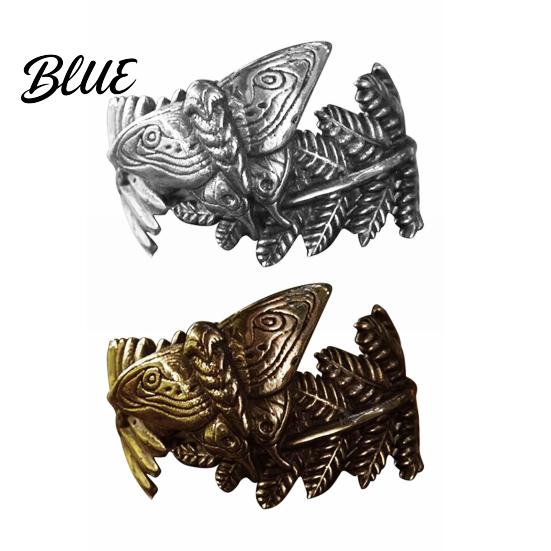 Fully Adjustable Ring Moth And Fern Handmade Vintage Insect Animal