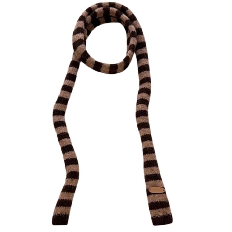 Knit Long Choker Striped Scarf for Women Harajuku Style for Jeans or Dresses