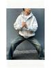 New Style Men's Heather Gray Hooded Sweatshirt with Backpack, Loose Fit, Perfect for Elementary Students.
