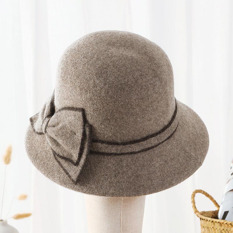 Autumn and Winter Fashion Versatile Hat Women's British Retro Woolen Hat Top Hat High-end Simple Women's Basin Hat