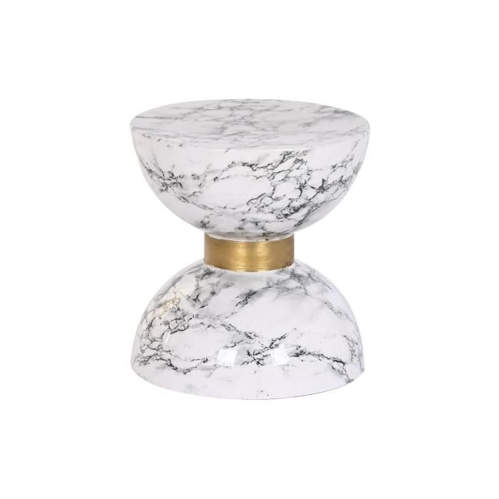 Table d'appoint - Blanc - Fer - 33 x 33 x 35 cm - Design contemporain