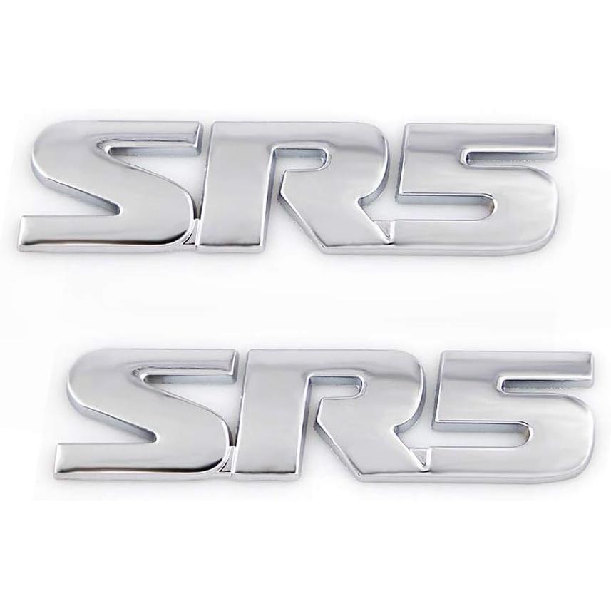 2X SR5 Emblem 4X4 Car Side Fender Rear Tailgate Decal Metal Sticker Badge Suitable for Tacoma (Silver)