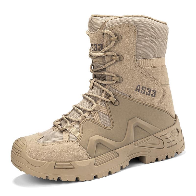 High Top Men’s Lace Hiking Boots 8 Inches Lightweight Combat Boots Durable Suede Leather Work Boots Desert Shoes