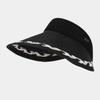 Portable Wide Brim Woven Cap Solid Color Sunscreen Empty Top Hat Travel Straw Visor Cap  Summer