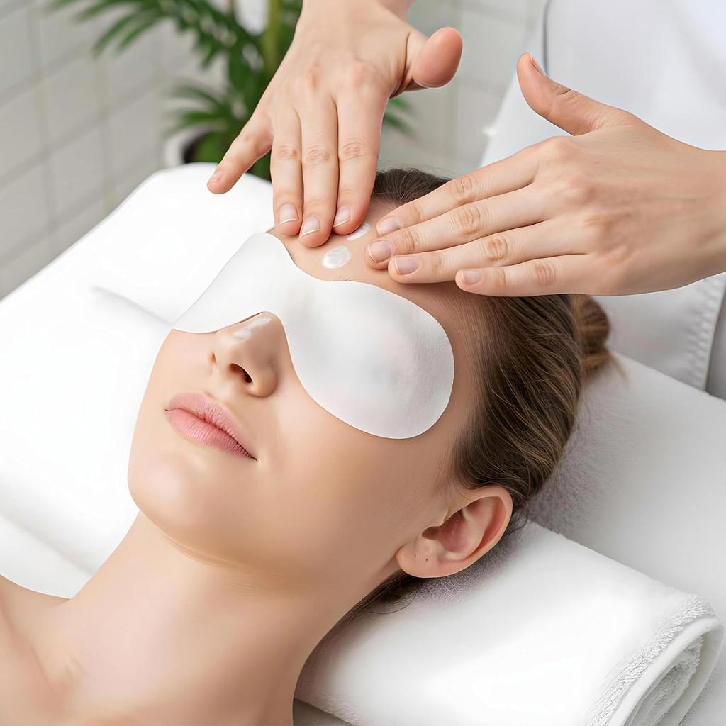 100 Sheets Disposable Non Woven Eye Care, Cotton Paper Facial Eye Pads Spa, DIY Clear Eyes Mask Paper Beauty Sheets for Skincare Spa Wrap Moisture