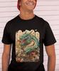 Vintage Japanese Dragon T-Shirt: Ancient Art Print, Unisex Cotton Tee