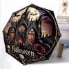 1pc Halloween Castle Moon Automatic Folding Umbrella, Sturdy And Durable Automatic Folding Umbrella with 8 Ribs, Convenient for Outdoor Use142