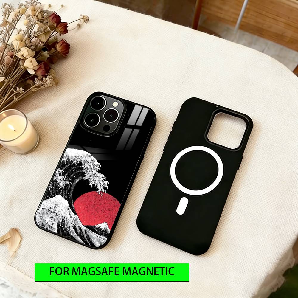 

Great Wave Kanagawa Anime Phone Case For iPhone17,16,15,14,13,12,11 Plus,Pro Magnetic with Magsafe Wireless Charging iPhone15ProMax