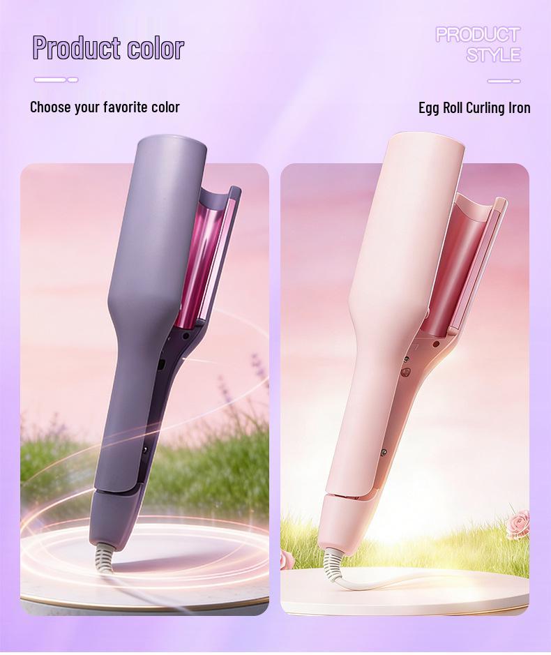 French Egg Roll Curling Iron: Water Wave & Big Curl Crimper with Negative Ion Technology