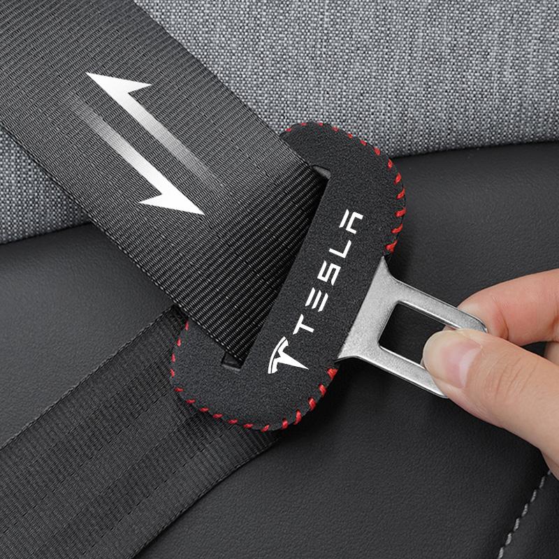 pwknb9 2Pcs Car Seat Safety Belt Buckle Cover Protective Accessories For Tesla Model-Y Model-3 Model-X Model-S Cybertruck Roadster