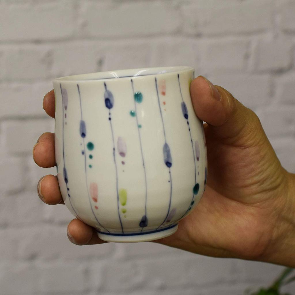 Waza no Kura Stylish Pair of Kutani Ware Saijukusa Made in Perfect Gift for Wedding 60th 70th 77th 80th and 88th Teacups, Design, Japan,