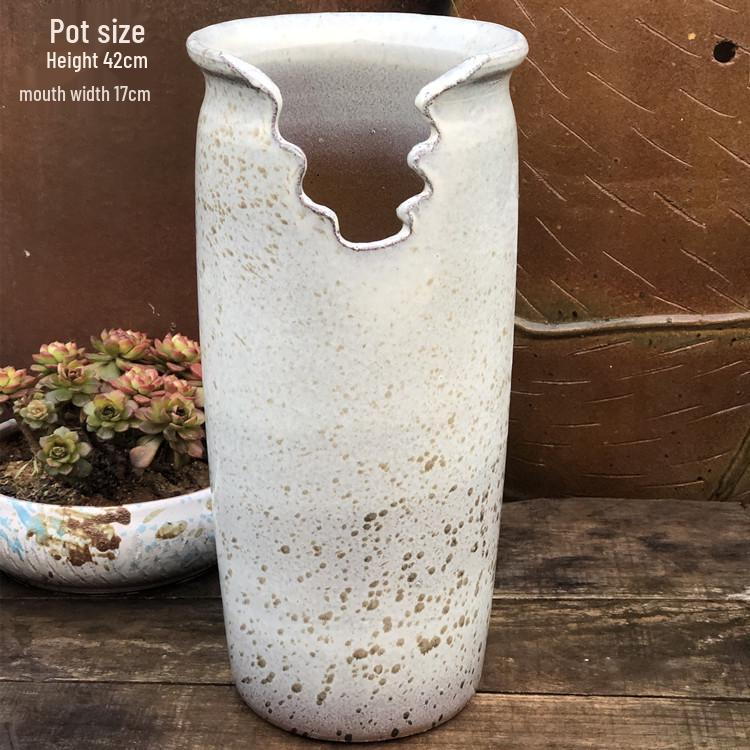 Handmade Retro Ceramic Pot - Purple Clay Succulent Planter with Jade Pendant