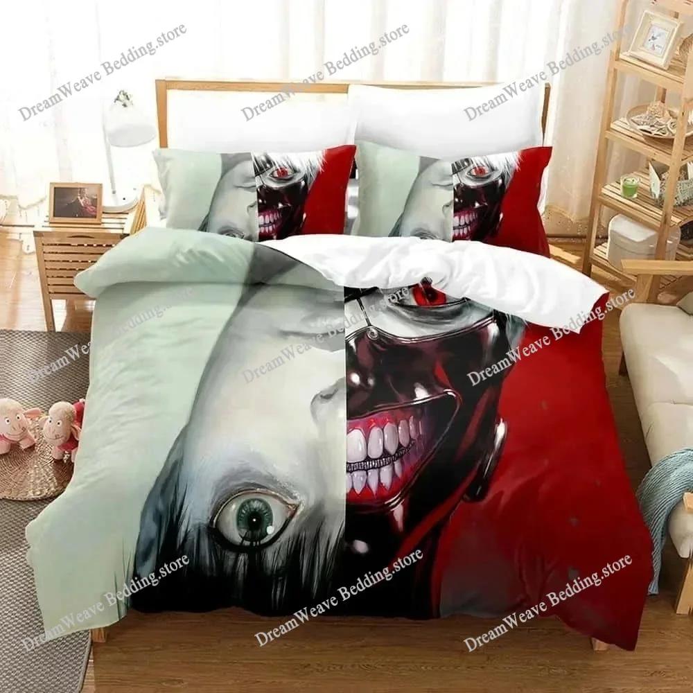 3D Print Anime Bed Sheet Set Tokyo Ghoul Bedding Set Single Twin Full Queen King Size Bed Set Aldult Kid Bedroom Quilt Cover963