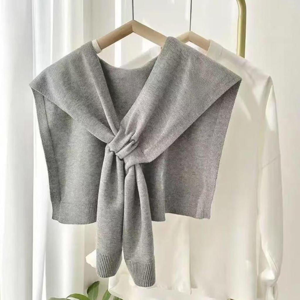 Women's Air-Conditioned Shawl: Spring/Autumn Knit Wrap, Internet Celebrity Summer Shirt, Knot Woolen Scarf, Small Shoulder Cover, Skirt Accessory