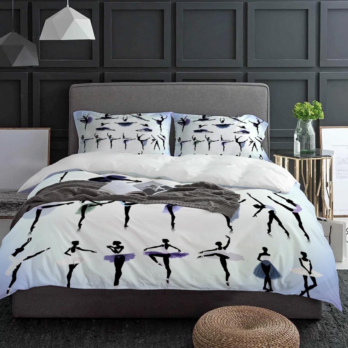 

Dance Ballet Lady Black Shadow Bedding Set 3pcs Duvet Cover Pillowcase Kids Adult Quilt Cover Double Bed Set Home Textile (135x200cm)