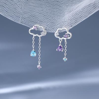 Basit Bulut Küpe Kadın Yağmur Damlası Küpe Hafif Lüks Niş Tasarım Duygusu Yolculuk Küpeleri Yaz