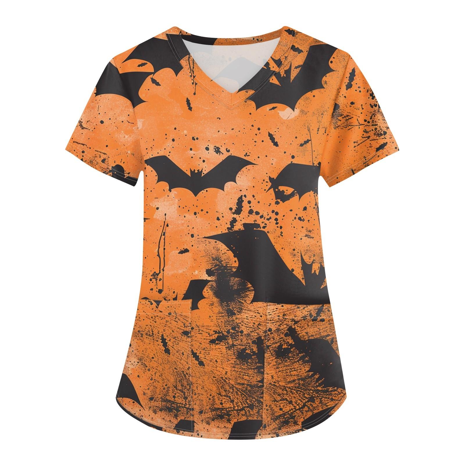 Женская мода V-образным вырезом с короткими рукавами и карманами Топы с принтом — фото 12