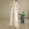 2025 Plus Size Cotton Linen Retro Slimming Pants Summer Set for Women