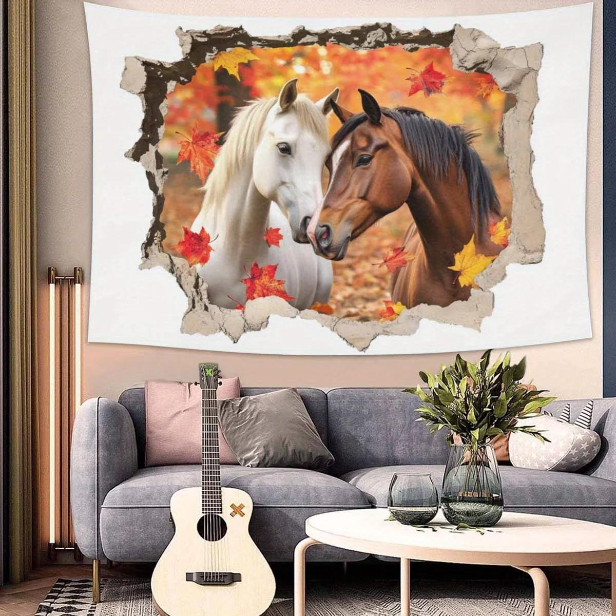 Loyal Horse Pattern Tapestries Wall Hanging Perfect for Home Office Room Decoration Valentines Day Holiday Gift Tapestries 74x94cm(29x37in)
