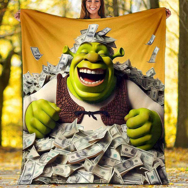 1pc Shrek1 Theme Blanket - Digital Print, Polyester, Cozy for All Seasons, Perfect for Outdoor, Camping, and Travel