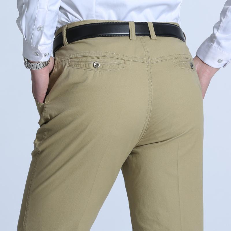 Spring and summer new half polyester half cotton middle-aged men's casual trousers loose straight business men's trousers