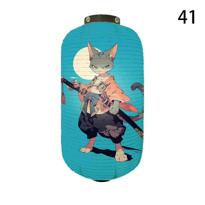 

Японский стиль Укиё-э бумажный фонарь кимоно самурай кошка арт узор фонарь ресторан изакая кухня декор рекламный знак 20x35cm