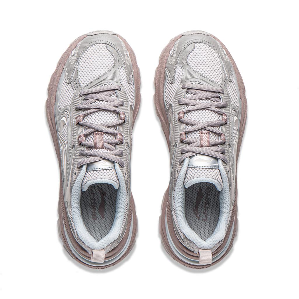 Li Ning Wind Collection Cushioning Slip Resistant Abrasion Resistant Support Low top Casual Shoes Women's Silver Gray AGLW004-3