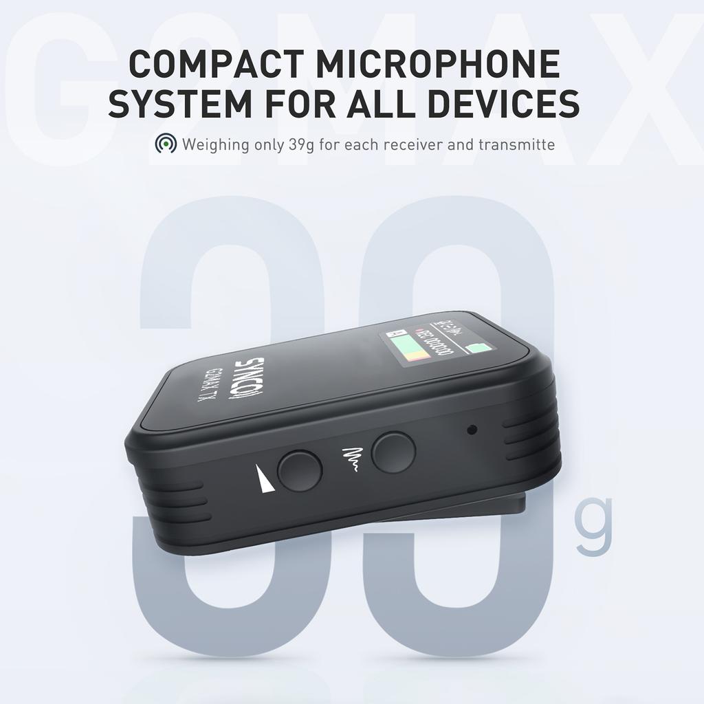 SYNCO G2MAX 1-Trigger-2 2.4G Wireless Microphone System Clip-on Microphone 200M Transmission Range