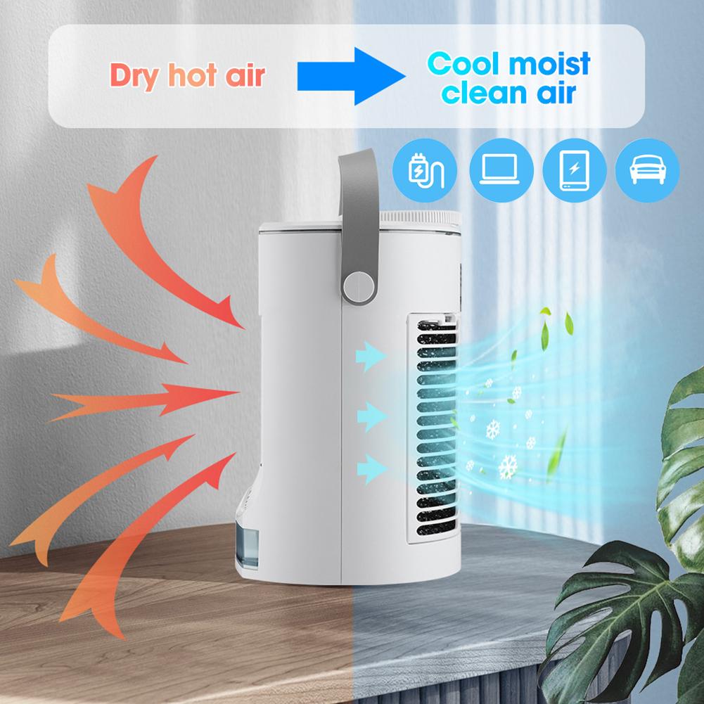 Wentylator zraszający przenośny nawilżacz powietrza z 500 ml zbiornikiem na wodę, cichy wentylator zraszający do pokoju, biura, biurka, kempingu