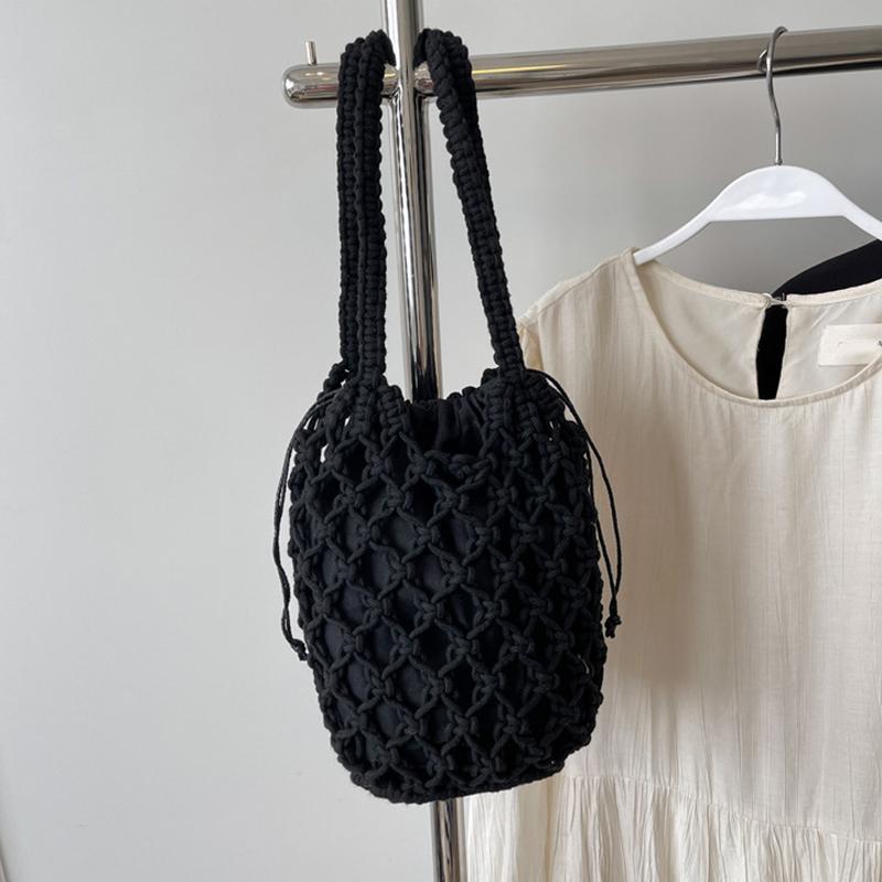 Sommer-Strandtasche für Damen, Netzseil, gestrickt, Eimer, Umhängetaschen, retikuliert, hohl, Reise-Shopper, Totes, Damenmode, Handtaschen