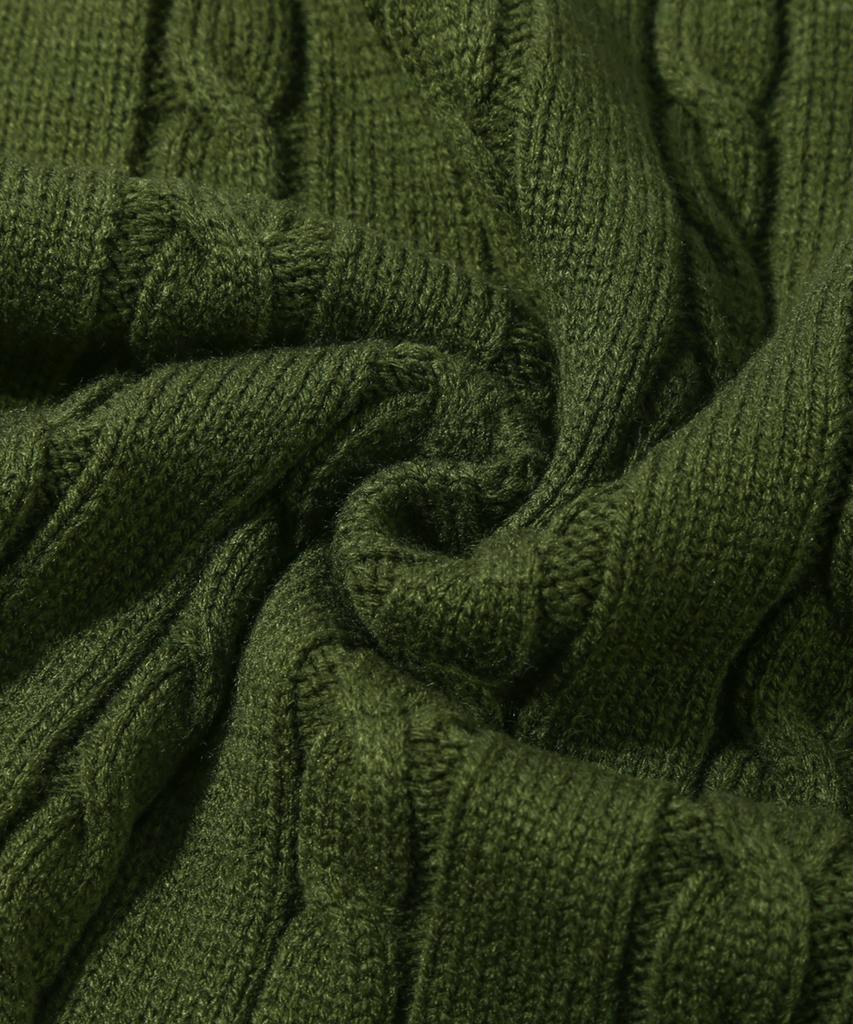 TRILLION Washable Half-Zip Collared Cable Knit (Khaki)