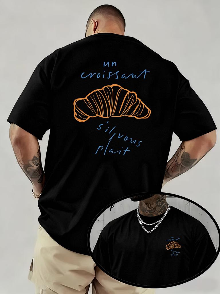 un croissant s'il vous plaît Print T-Shirt for Men's Short Sleeve T shirt Popular Men's and Women's Four Seasons Streetwear gift