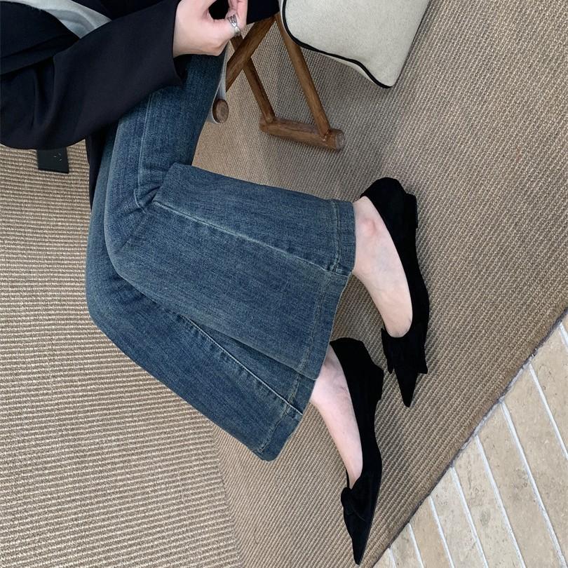 Fairy style 2025 autumn new Korean version niche thin heel shallow mouth bow fashion pointed temperament single shoe woman