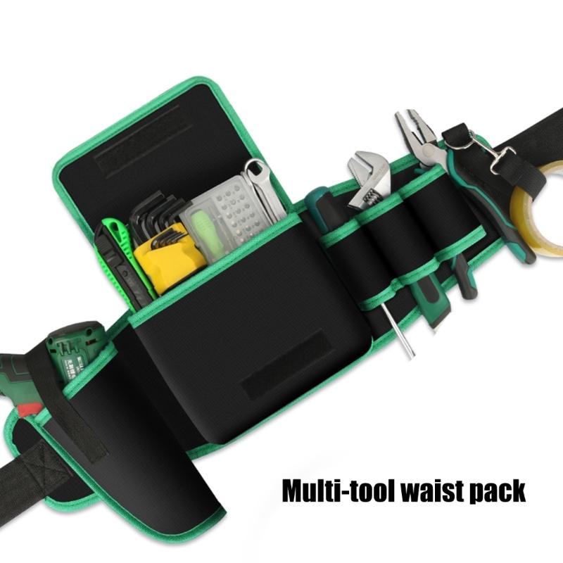 Heavy Duty Oxford Fabric Utility Belt Bag with Multiple Compartments Portable Tool Storage Bag for Tool and Accessories