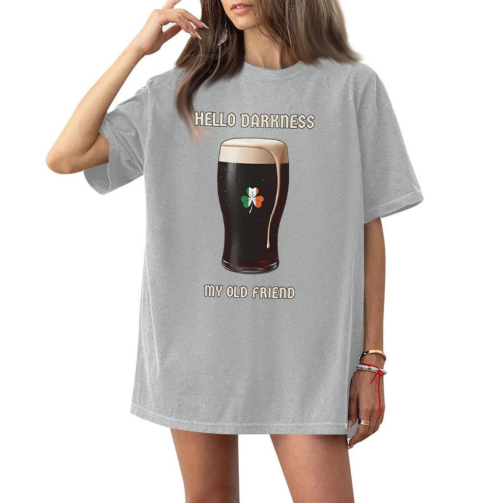Women's Casual Fashion Round Neck St. Patrick Print Short Sleeve T-Shirt Top