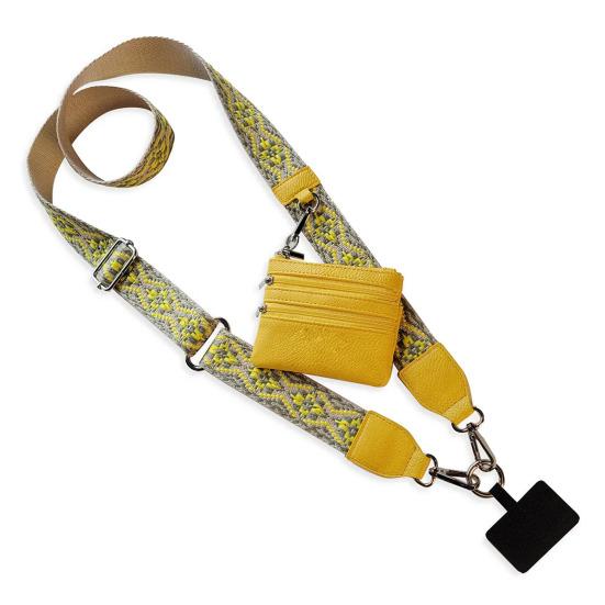 Mobile Phone Strap Cross Body Phone String with Zipper Wallet Pouch Adjustable Phone Purse for IPhone Hands-Free Phone Lanyard