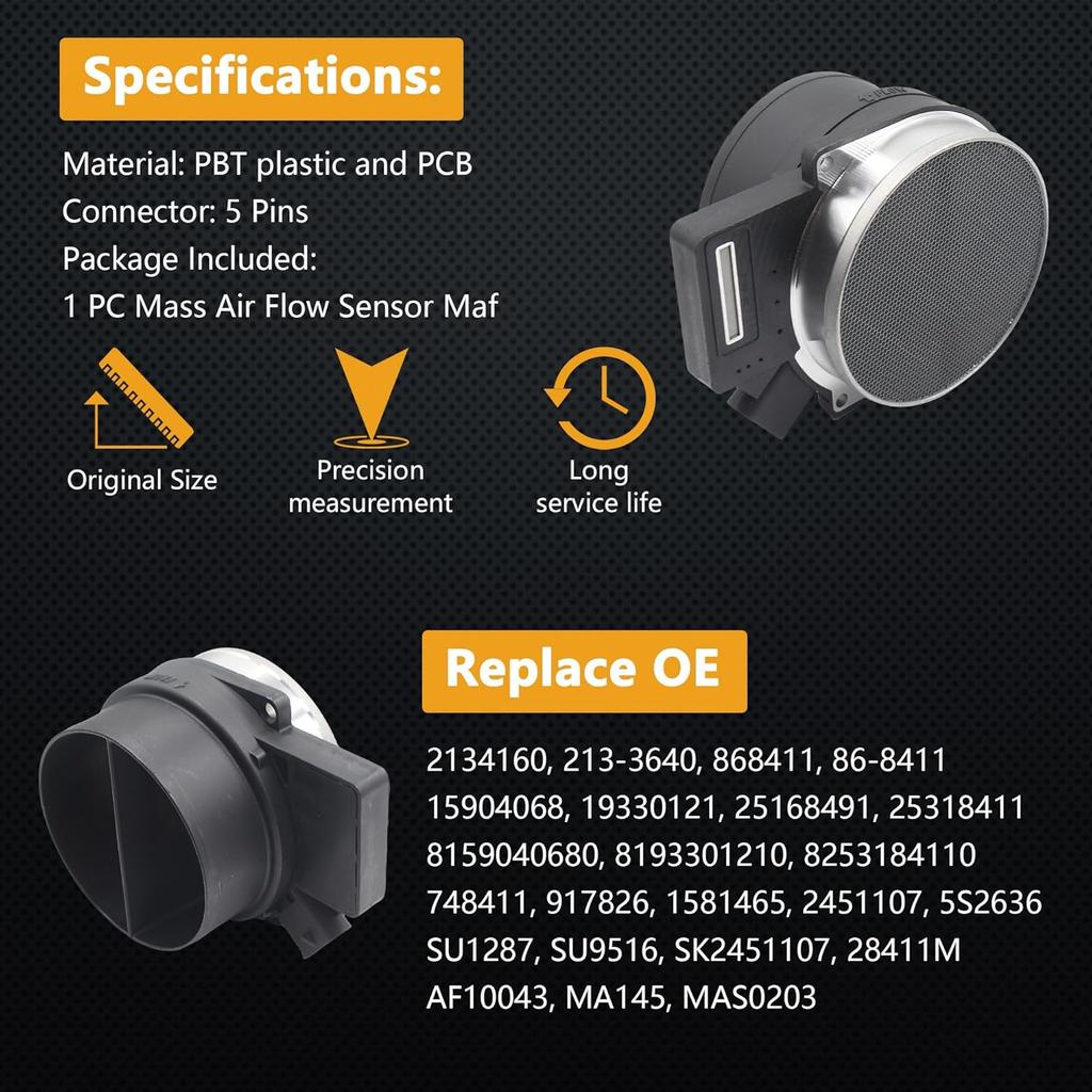 Mass Air Flow Sensor Maf Meter For Buick Rainer V8 5.3L 04-07 & Cadillac Eldorado V8 4.6L 00-02 & GMC Yukon V8 5.3L 00-06 & Chevrolet Silverado