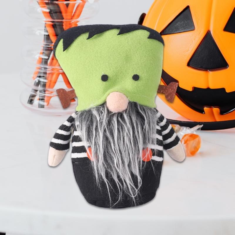 Pumpkin Hat No Face Gnome Spooky Season Dwarf Gnome with Pumpkin Hat Colorful Halloween Table Decoration