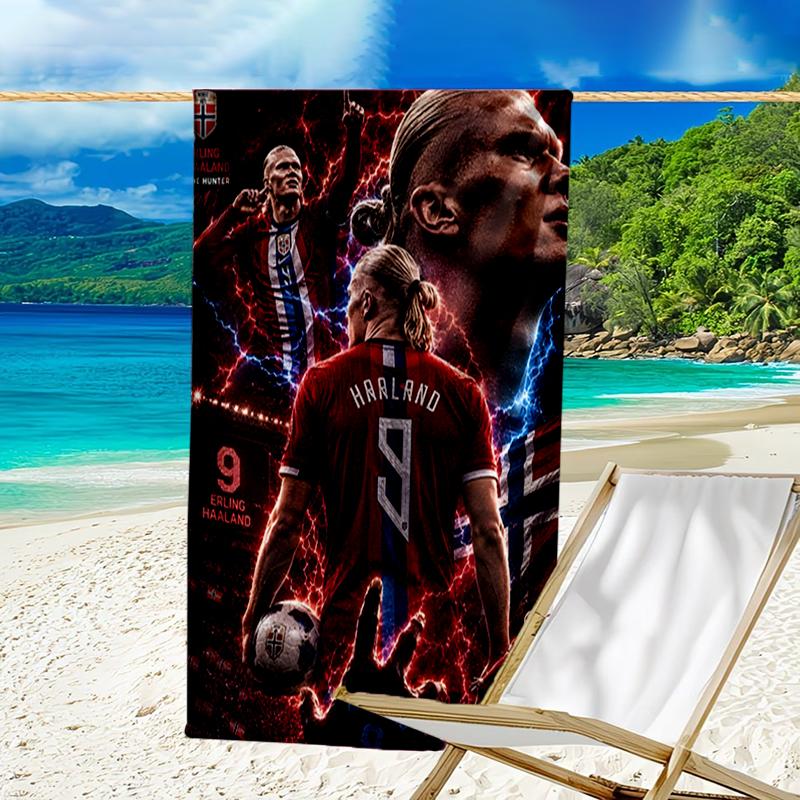 Erling Haa-land's Electric Moment Beach Towel - Soft, Absorbent Microfiber, Lightweight, Ideal for The Beach, Parties, Travel, Camping fan gifts