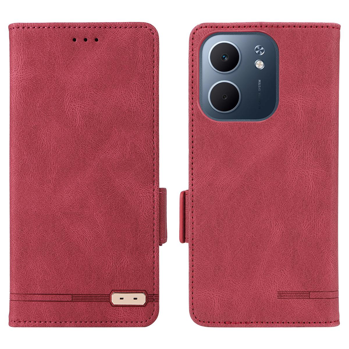 

For Oppo A5x 5G/4G Case Leather Wallet Flip Phone Cover with Hardware Decor Rose