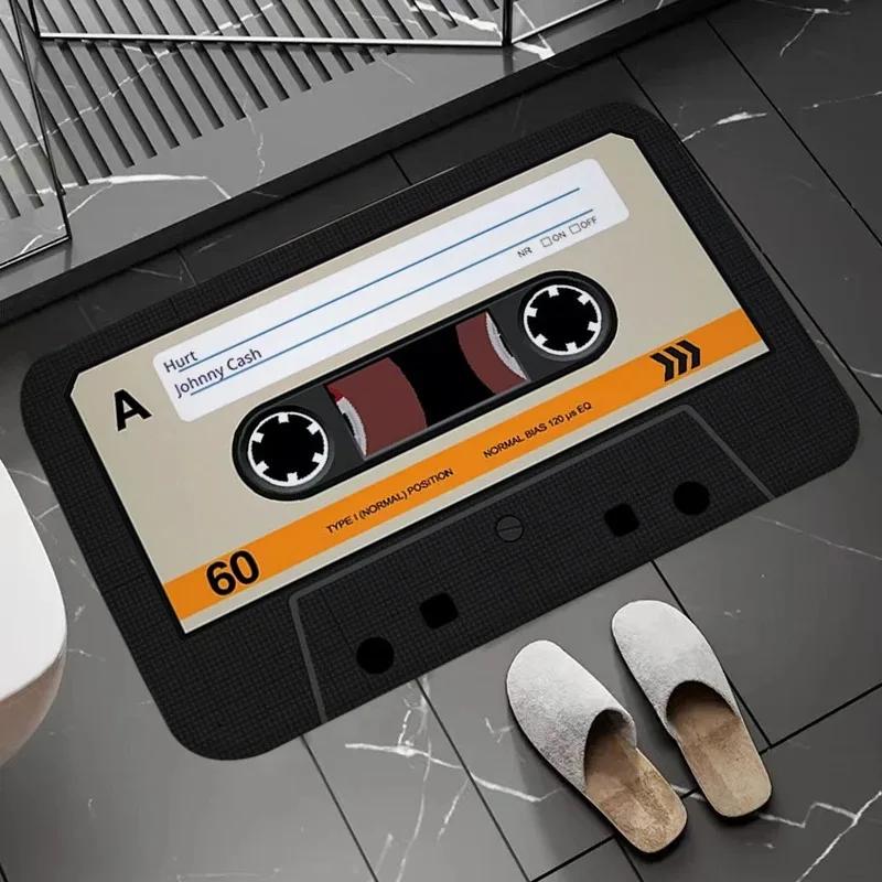 Retro kazetová páska Koupelnové předložky Super savý koupelnový koberec Vstup do domu Vítejte Protiskluzová rohožka Křemelina Koberec do kuchyně